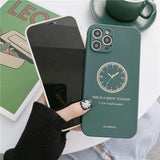 Liquid Silica Gel All inclusive Lens Clock Pattern Soft Case for iPhone 12 11 XS Series