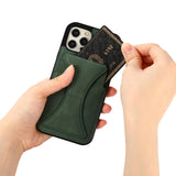 Luxury Card Slot Bracket Leather Case For iPhone 13 12 11 Series