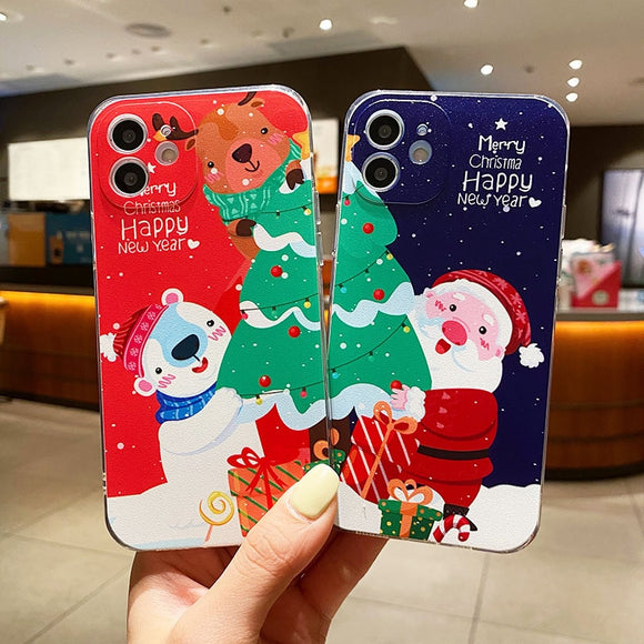 Cartoon Christmas Tree Transparent Soft Phone Case 13 12 11 Series