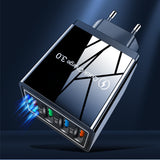 EU US UK Plug 4 Ports Charger Quick Charge 3.0 Wall for iPhone Samsung Xiaomi Huawei