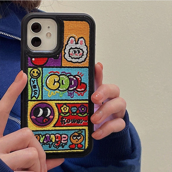 New Embroidery Cute Cartoon Camera Lens Protector Case For IPhone 13 12 11 Series