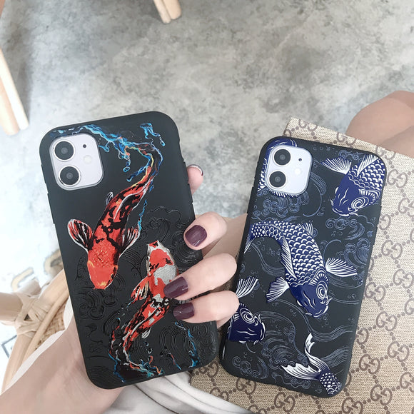 Koi Fish Soft Rubber Protective Case For iPhone 12 11 Series