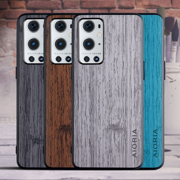 Simple Wood Texture PU Leather Soft Anti knock Protective Back Cover Case for Oneplus 9 Pro 5G 9Pro 8T 8