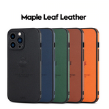 Luxury Leather Maple Leaf Texture Camera Lens Case for iPhone 13 12 11 Pro Max Mini