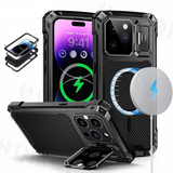 Metal Rugged Empered Glass Screen Protector Camera Protection Armor Magsafe Magnetic Case For iPhone 14 series