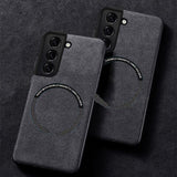 Luxury Suede Leather MagSafe Case for Samsung Galaxy S22 S21 S20 Note 20 Ultra Plus FE