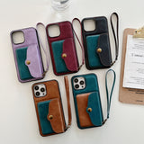 Luxury Wallet Strap Leather Case for iPhone 13 12 11 Pro Max Mini