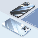 Electroplated Frame Transparent Case With Lens Film for iPhone 14 13 12 series