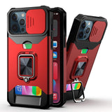 Slide Camera Protector Shockproof Case with Card Slot for iPhone 13 12 11 Series