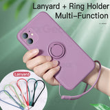 Ultra Thin Silicone Magnetic Holder with Finger Ring Bracket Cover Phone Case For iPhone 12 Series