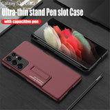 Luxury Ultra Thin Shockproof with S Pen Slot Stand Case for Samsung Galaxy S22 S21 Ultra Plus