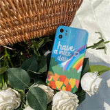 Art Retro Abstract Oil Painting Rainbow Flowers Soft Silicone Case For iPhone 11 Series