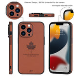 Luxury Leather Maple Leaf Texture Camera Lens Case for iPhone 13 12 11 Pro Max Mini