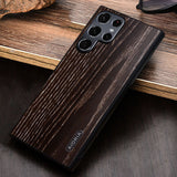 PU Leather Wood Texture Camera Protector Case for Samsung Galaxy S22 Ultra Plus