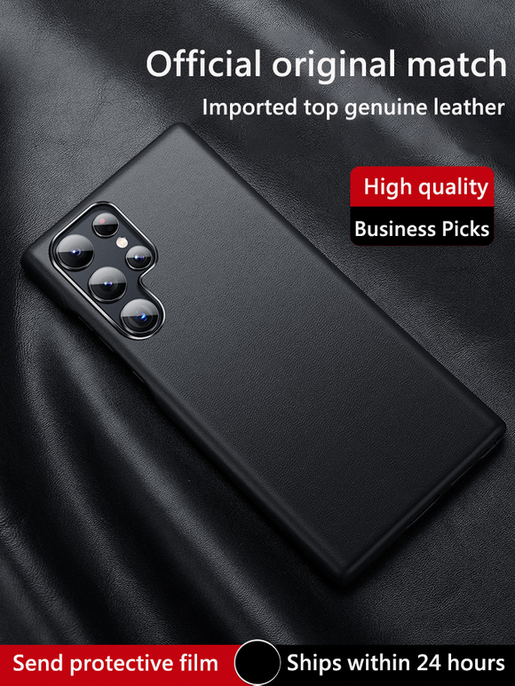 Luxury Genuine Leather Business Phone Case for S22 Ultra S22 Plus