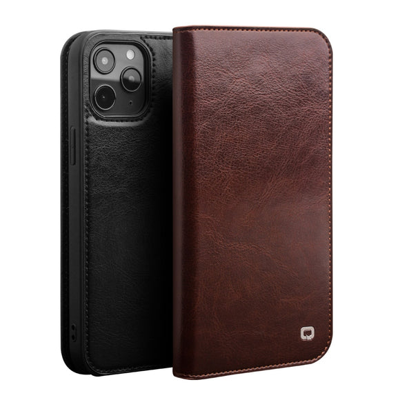 Handmade Genuine Leather Card Slots Wallet Case for iPhone 12 Series