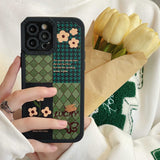 Retro Flower Grid Case for iPhone 13 12 11 series