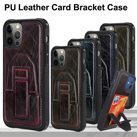 PU Leather Card Pocket Stand Holder Protect Camera Shockproof Case for iPhone 13 12 11 Pro Max