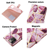PU Leather Magnetic Flowers Marble Pattern Card Slot Wallet Bracket Cover Case for iPhone 12 & 11 Series