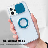 Slide Camera Protector Transparent Silicone Case with Ring Holder For iPhone 13 Series
