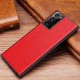 Genuine Leather Soft Cover Lychee Grain Phone Case for Samsung Note 20 Series