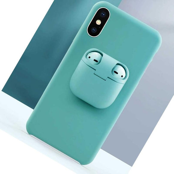Liquid Silicone Phone Case with Unique AirPod Holder for IPhone 11 Series