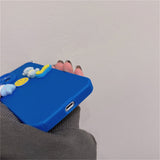 Cute Cartoon Bear Bracelet Blue Phone Case with Wristchain For iPhone 13 12 11 Series