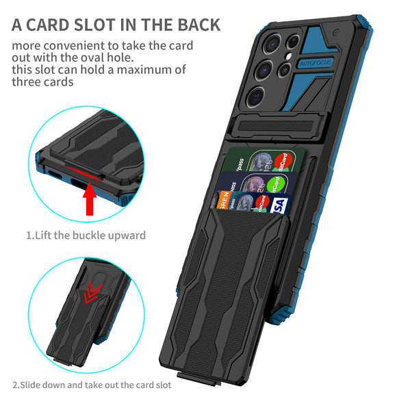 Hybrid Armor Card Slot Stand Holder Case for Samsung Galaxy S21 S20 Note 20 Series