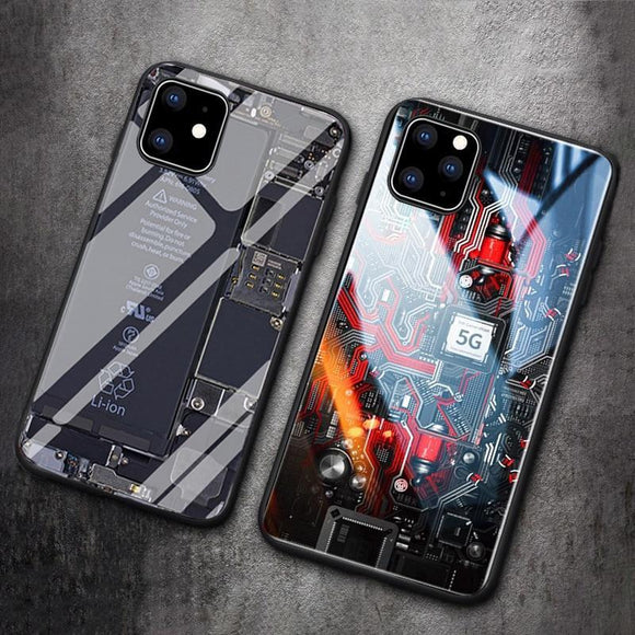 Explorer Painted Tempered Glass Protective Cover Case for iPhone 11 Pro Max