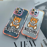 Lovely Bear Cute Cartoon Silicone Clear Case For iPhone 14 13 12 series