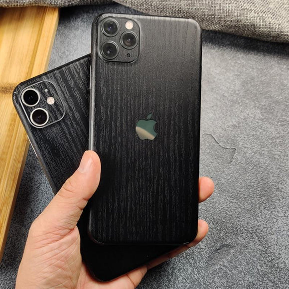 Black Wood Grain Sticker Wrap Skins Paste Back Membrane Protective Phone For iPhone 11 11 Pro Max