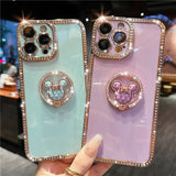 3D Bling Crystal Holder Stand Case For iPhone 14 13 12 series