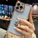 3D Bling Crystal Holder Stand Case For iPhone 14 13 12 series