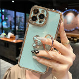 3D Bling Crystal Holder Stand Case For iPhone 14 13 12 series