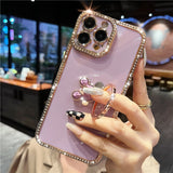 3D Bling Crystal Holder Stand Case For iPhone 14 13 12 series