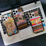 Bohemian Ethnic Style Pattern Geometric Flower Square Case For iPhone 14 13 12 series