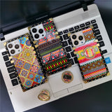 Bohemian Ethnic Style Pattern Geometric Flower Square Case For iPhone 14 13 12 series