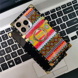 Bohemian Ethnic Style Pattern Geometric Flower Square Case For iPhone 14 13 12 series