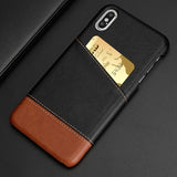 Business Style Card Holder Leather Back Cover Case for iPhone X XR XS Max