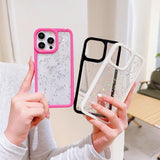 Candy Color Glitter Stars Sequin TPU Transparent Case For iPhone 15 14 13 12 series