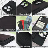 Carbon Fiber Solid Color Card Slots Shockproof Case With Camera Protection For iPhone 15 14 13 series