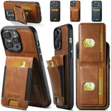 Magnetic Pocket Card Holder Wallet Leather Case For iPhone 15 14 13 12 series