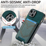Cards Slot Wallet Leather Lens Protection Magnetic Denim Pocket Case for iPhone 14 13 12 series