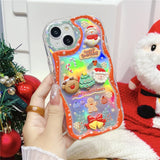 Cartoon 3D Santa Claus Elk Snowman Christmas Tree Phone Case For iPhone 15 14 13 12 Series