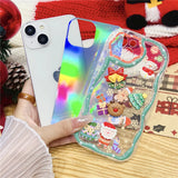 Cartoon 3D Santa Claus Elk Snowman Christmas Tree Phone Case For iPhone 15 14 13 12 Series