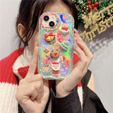 Cartoon 3D Santa Claus Elk Snowman Christmas Tree Phone Case For iPhone 15 14 13 12 Series