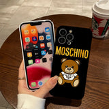 Cartoon Bear Luxury Glossy Hard PC Case for iPhone 15 14 13 12 series