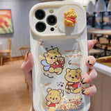Cartoon Anime The Pooh Sliding Lens Camera Quicksand Case for iPhone 14 13 12 series