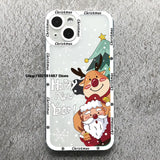 Cartoon Christmas & New Year Cute Elk Santa Phone Case For iPhone 15 14 13 12 Series