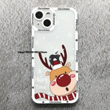 Cartoon Christmas & New Year Cute Elk Santa Phone Case For iPhone 15 14 13 12 Series